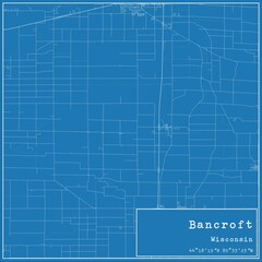 Blueprint US city map of Bancroft, Wisconsin.