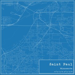 Blueprint US city map of Saint Paul, Minnesota.