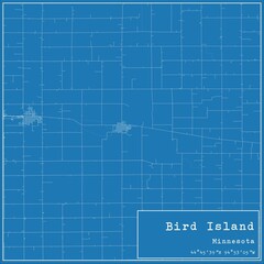 Blueprint US city map of Bird Island, Minnesota.