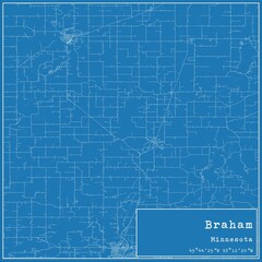 Blueprint US city map of Braham, Minnesota.