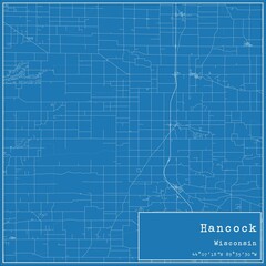 Blueprint US city map of Hancock, Wisconsin.