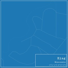 Blueprint US city map of King, Wisconsin.