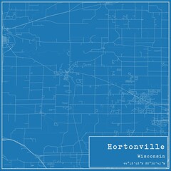 Blueprint US city map of Hortonville, Wisconsin.