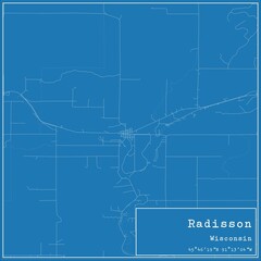 Blueprint US city map of Radisson, Wisconsin.