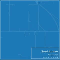 Blueprint US city map of Hawthorne, Wisconsin.