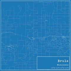 Blueprint US city map of Brule, Wisconsin.