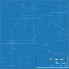 Blueprint US city map of Eldorado, Wisconsin.