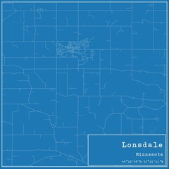 Blueprint US city map of Lonsdale, Minnesota.