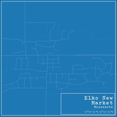 Blueprint US city map of Elko New Market, Minnesota.