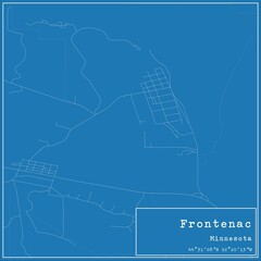 Blueprint US city map of Frontenac, Minnesota.