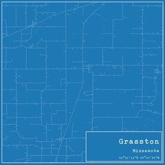 Blueprint US city map of Grasston, Minnesota.