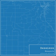 Blueprint US city map of Dennison, Minnesota.
