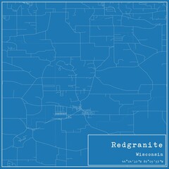 Blueprint US city map of Redgranite, Wisconsin.