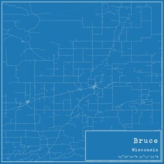 Blueprint US city map of Bruce, Wisconsin.