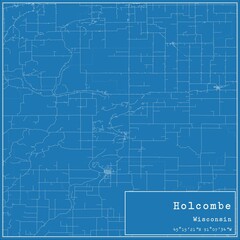 Blueprint US city map of Holcombe, Wisconsin.