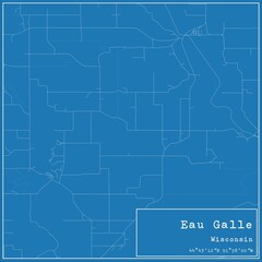 Blueprint US city map of Eau Galle, Wisconsin.