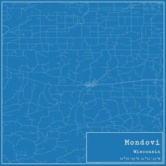 Blueprint US city map of Mondovi, Wisconsin.