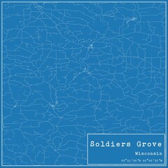 Blueprint US city map of Soldiers Grove, Wisconsin.