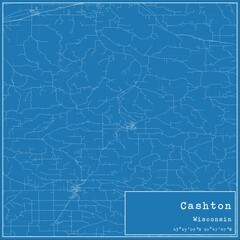 Blueprint US city map of Cashton, Wisconsin.
