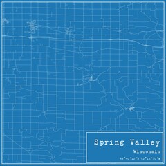 Blueprint US city map of Spring Valley, Wisconsin.