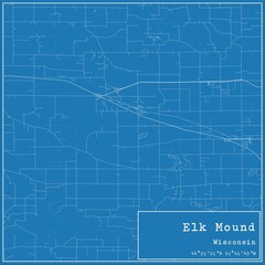 Blueprint US city map of Elk Mound, Wisconsin.