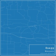 Blueprint US city map of Knapp, Wisconsin.