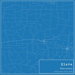 Blueprint US city map of Eleva, Wisconsin.