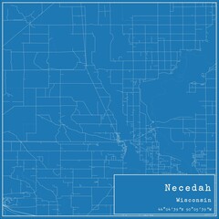 Blueprint US city map of Necedah, Wisconsin.