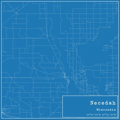 Blueprint US city map of Necedah, Wisconsin.