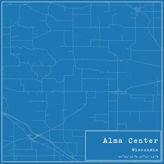 Blueprint US city map of Alma Center, Wisconsin.