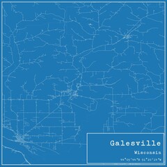 Blueprint US city map of Galesville, Wisconsin.