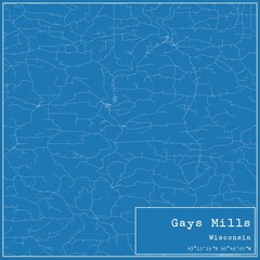Blueprint US city map of Gays Mills, Wisconsin.