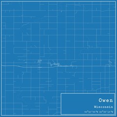 Blueprint US city map of Owen, Wisconsin.