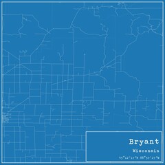 Blueprint US city map of Bryant, Wisconsin.