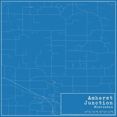 Blueprint US city map of Amherst Junction, Wisconsin.