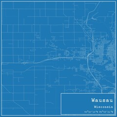 Blueprint US city map of Wausau, Wisconsin.