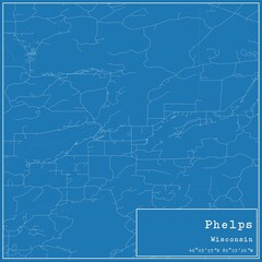Blueprint US city map of Phelps, Wisconsin.