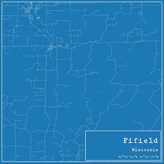 Obraz premium Blueprint US city map of Fifield, Wisconsin.