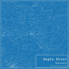 Blueprint US city map of Eagle River, Wisconsin.