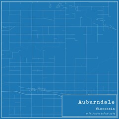 Blueprint US city map of Auburndale, Wisconsin.