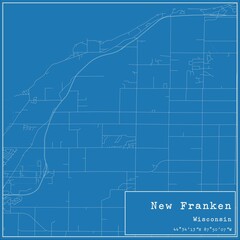Blueprint US city map of New Franken, Wisconsin.