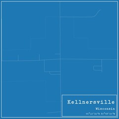 Blueprint US city map of Kellnersville, Wisconsin.