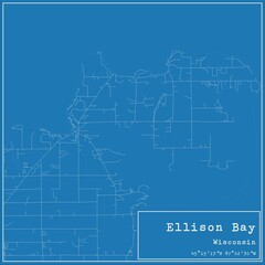 Blueprint US city map of Ellison Bay, Wisconsin.