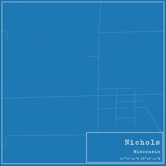 Blueprint US city map of Nichols, Wisconsin.