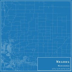 Blueprint US city map of Wausau, Wisconsin.