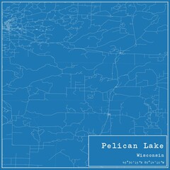 Blueprint US city map of Pelican Lake, Wisconsin.