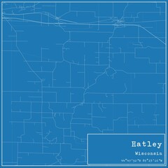 Blueprint US city map of Hatley, Wisconsin.