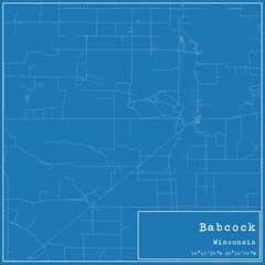 Blueprint US city map of Babcock, Wisconsin.