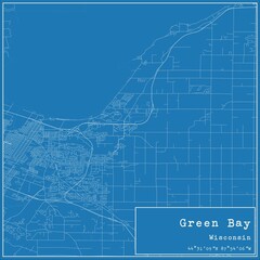 Fototapeta premium Blueprint US city map of Green Bay, Wisconsin.