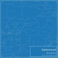 Blueprint US city map of Lakewood, Wisconsin.